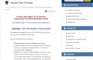 Hands Free Formula PLR