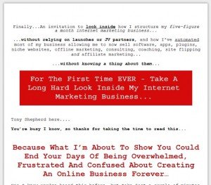 Tony Shepherd - Inside His 5 Figure a month Internet Marketing Business
